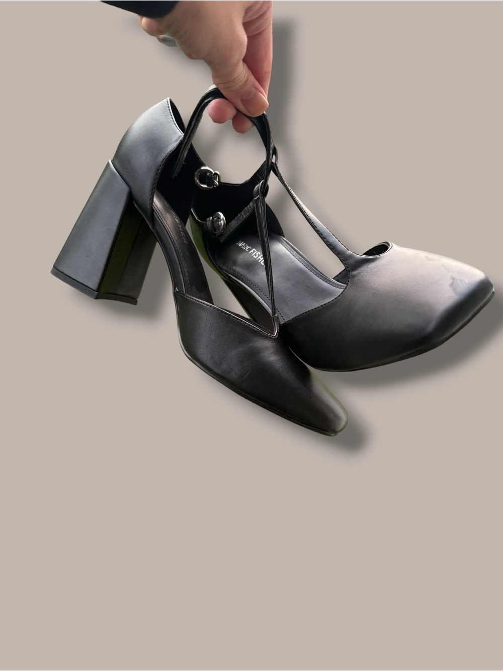 Marc Fisher Black Block Heel Mary Jane Pumps